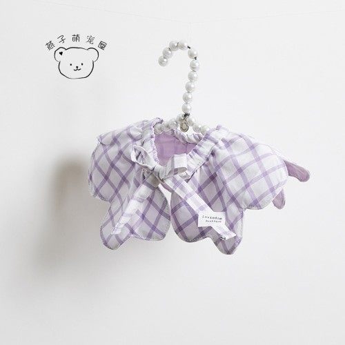 燕子萌宠屋韩国代购louisdog宠物猫狗新款大格子衣领子口水巾