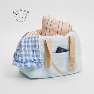 燕子萌宠屋韩国代购louisdog宠物猫狗时尚双肩带钩编贝壳外出包