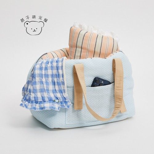 燕子萌宠屋韩国代购louisdog宠物猫狗时尚双肩带钩编贝壳外出包