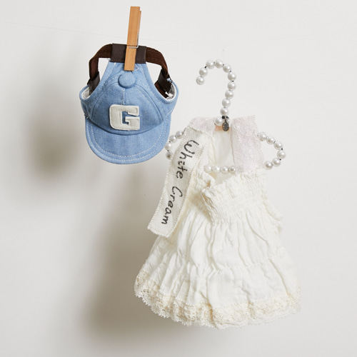 燕子萌宠屋韩国代购 louisdog猫狗亚麻肩带裙 宠物无袖连衣裙