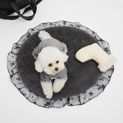 燕子萌宠屋韩国代购louisdog宠物猫狗秋冬保暖蕾丝边毛绒地毯垫子