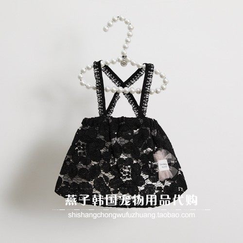 燕子韩国宠物衣服代购 louisdog猫狗黑色蕾丝粉蝴蝶结上衣半身裙