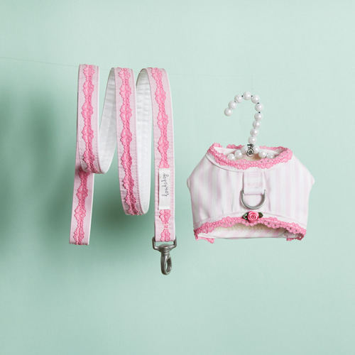 燕子萌宠屋韩国代购 louisdog宠物猫狗时尚粉色新款胸背牵引绳