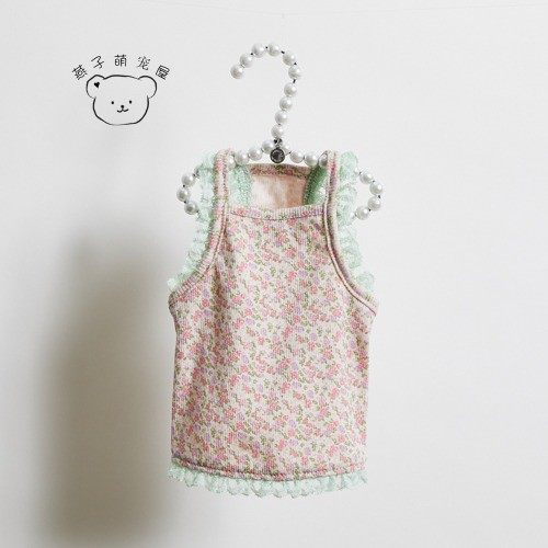 燕子萌宠屋韩国代购 louisdog宠物猫狗无袖高弹性蕾丝边吊带上衣