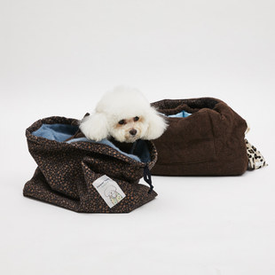 燕子萌宠屋韩国代购 louisdog碎花毛绒外出包抽绳内胆包