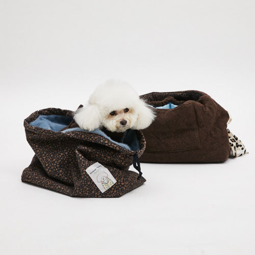 燕子萌宠屋韩国代购 louisdog碎花毛绒外出包抽绳内胆包