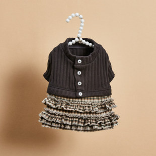 燕子萌宠屋韩国代购Louisdog小型猫狗拼接花边秋冬长袖上衣