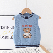 儿童马甲2025春秋季 外穿休闲男童针织毛衣坎肩男宝宝婴儿马夹背心