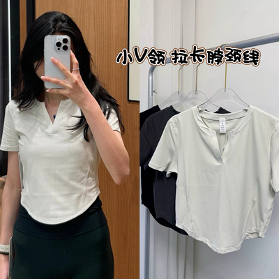 日常百搭罗纹裸感显瘦短袖上衣