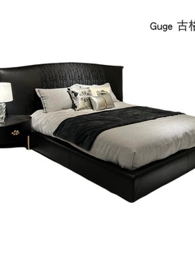 nilo罗伯特卡瓦利女王床意式轻奢设计师别墅大平层主卧宽屏真皮床