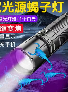 双光源蝎子灯充电手提手电筒超亮户外照蝎强光紫光专用灯超长续航