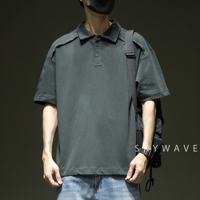日系简约短袖polo衫男2025夏季新款纯棉舒适大码百搭宽松休闲T恤