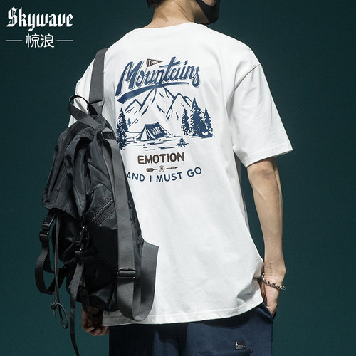 三本针半袖短袖t恤潮牌体恤休闲