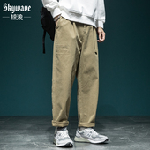裤 男宽松大码 高端卡其色休闲裤 男装 直筒工装 新款 锥形裤 秋季 运动裤