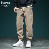 雪尼尔胖子舒适运动裤 美式 子 休闲束脚长裤 新款 潮牌卫裤 男宽松大码