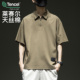 新款 男夏季 美式 半拉链百搭宽松大码 莱赛尔天丝短袖 休闲半袖 polo衫