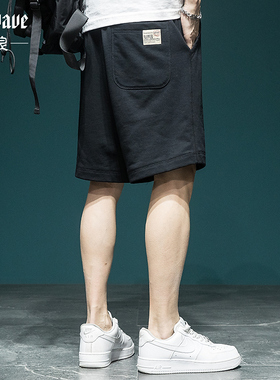 惊浪280g重磅卫裤短裤男士宽松大码黑色百搭男装休闲运动五分裤子