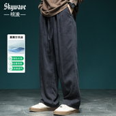 宽松大码 阔腿休闲裤 子夏季 美式 直筒长裤 男士 新款 莱赛尔天丝牛仔裤