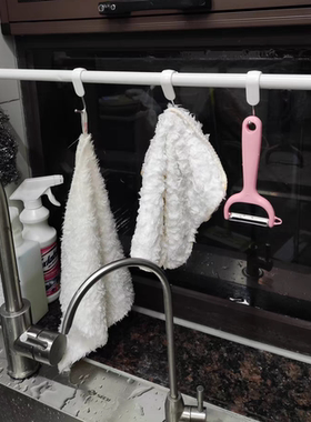 厨房窗台收纳置物架伸缩杆挂杆免打孔窗户窗口收纳神器抹布架挂钩