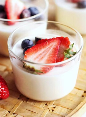 日式玻璃布丁杯耐高温透明带盖双皮奶杯子烤箱小碗酸奶杯空气炸锅