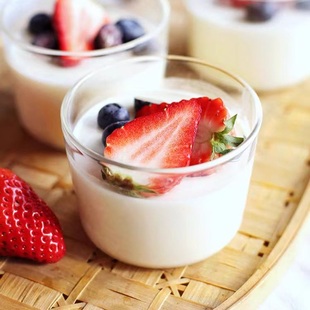 日式玻璃布丁杯耐高温透明带盖双皮奶杯子烤箱小碗酸奶杯空气炸锅