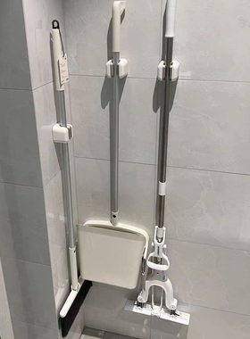 免打孔拖把挂钩夹子浴室壁挂架收纳无痕拖布扫把清洁工具固定神器