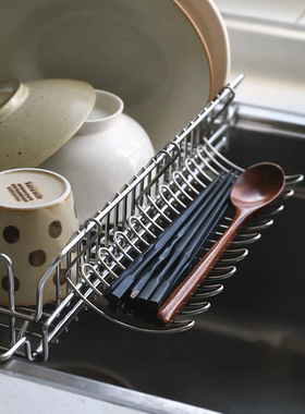 沥水架不锈钢收纳架子多功能家用厨房筷子海绵擦悬挂沥水架收纳盒