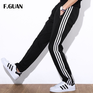 男士 直筒裤 休闲长裤 棉料卫裤 潮 子学生宽松条纹校服裤 三条杠运动裤