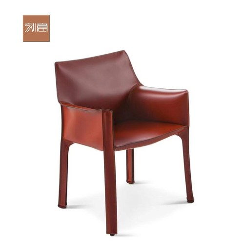 Cassina卡西纳cab简约复古餐椅现代轻奢马鞍真皮设计师扶手座椅