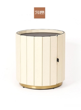 刻意意式极简床头柜设计师现代质感白色岩板斗柜卧室轻奢床边柜