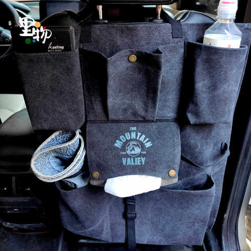 复古帆布车载挂袋帆布置物袋