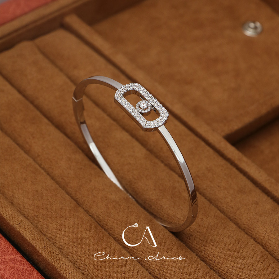 S925纯银回形满钻灵动单钻手镯