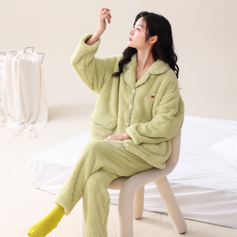 柔之伴珊瑚绒睡衣女款秋冬季
