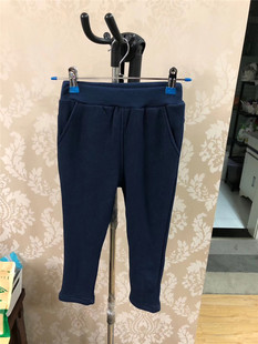 百搭基础款日单pm家基础款男童女童保暖弹力舒适加绒牛仔色超柔松