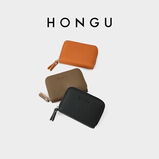 红谷便携头层牛皮卡包多卡位拉链款证件夹多卡位