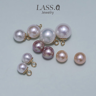 媲美akoya天然淡水极光正圆真珍珠活口吊坠搭配项链耳线圈气质DIY