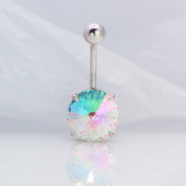 12毫米大号脐钉S925银脐钉奥地利进口炫彩钻防过敏脐环欧美肚脐钉