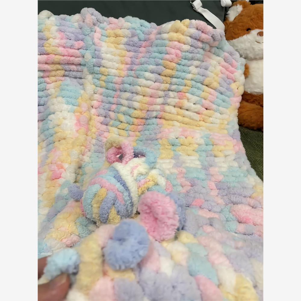 成品彩虹毛毯diy手工编