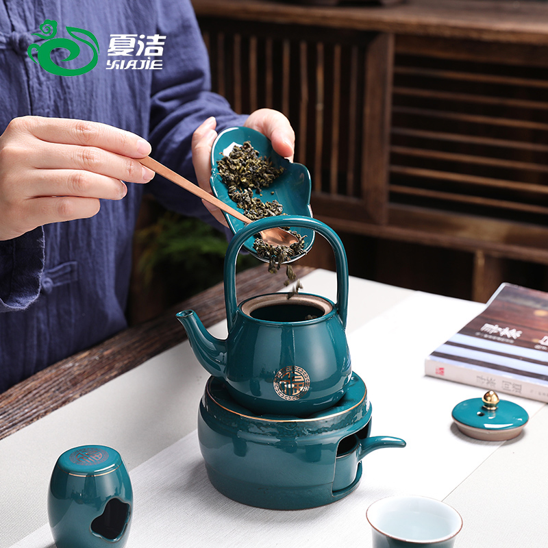 酒精灯烧水壶老式茶壶提梁壶茶具用品茶道杯子套装家用陶瓷煮茶器