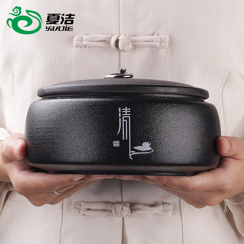 黑陶茶叶罐创意个性家用陶瓷茶罐储存罐普洱茶收纳盒茶饼包装盒