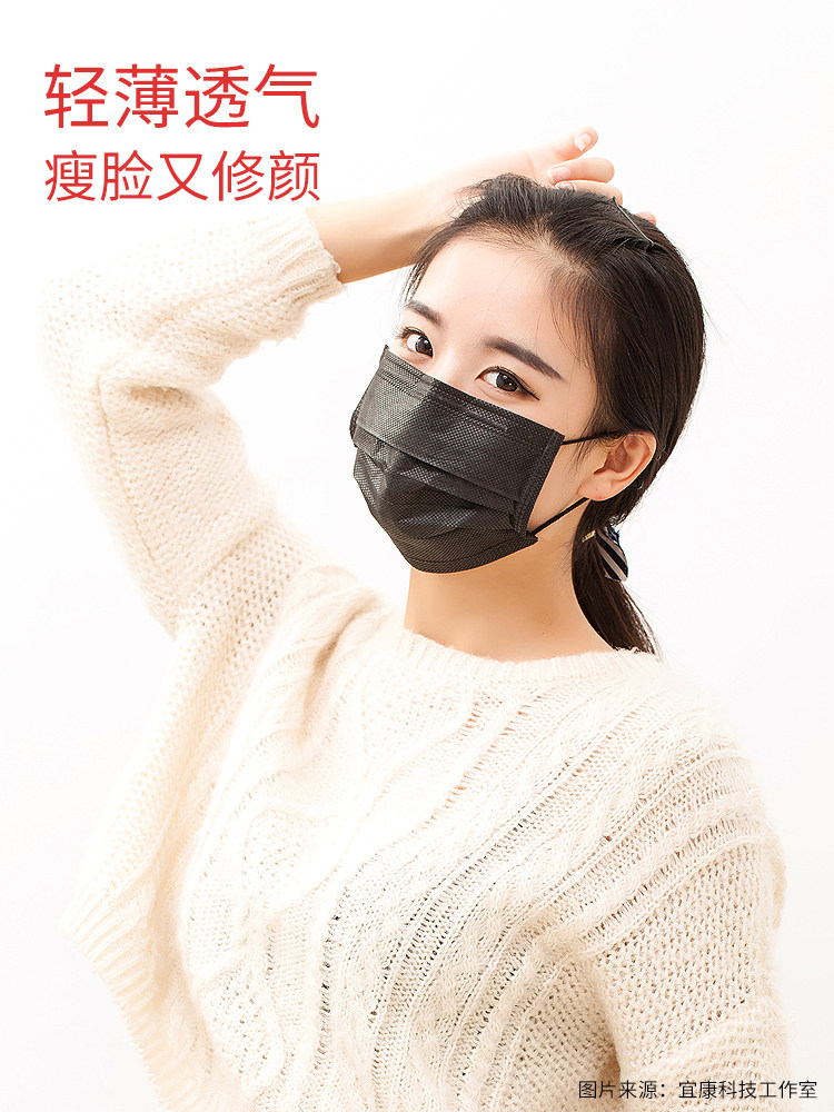 口罩一次性夏季单独包装薄款防尘白色透气女夏天黑色防护成人三层