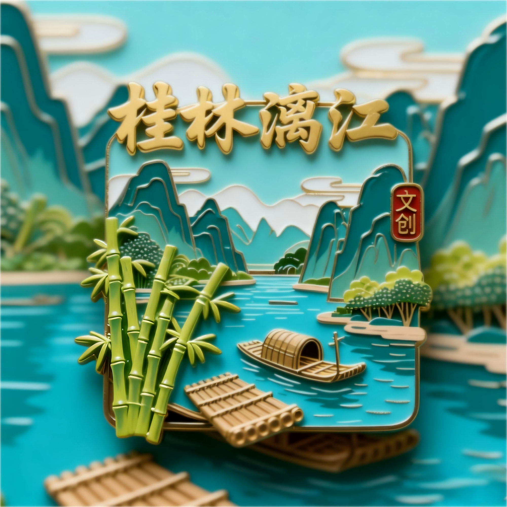 广西桂林漓江金属冰箱贴