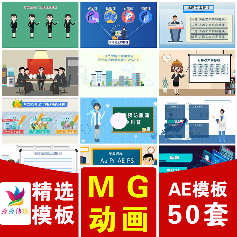 科技电信诈骗银行金融医疗产品人物讲解解说介绍汇报mg动画ae模板
