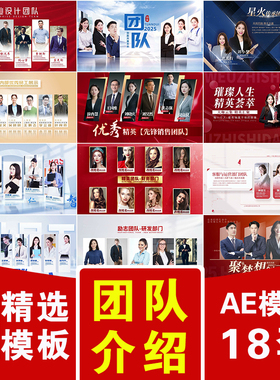 简洁明亮干净蓝红色企业公司团队照片姓名封面介绍展示颁奖AE模版