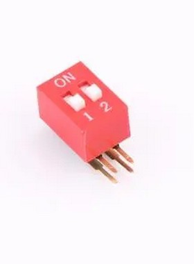 TM-02 拨码开关红色02P-90度插脚2PIN间距2.54mm立式侧插侧拨2位D