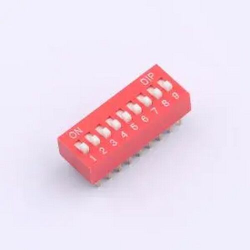 DS-09-R 拨码开关2.54mm间距,红色9PIN/位 立式直插平拨正拨高推