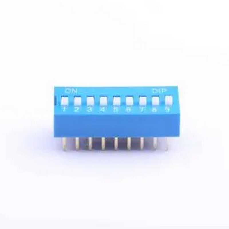 DS-09BP 间距2.54mm 平拨,凸起式 9位拨码开关 插件,P=2.54mm 拨