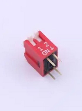 DP-02-R-T 红色侧拨长柄 2位 KE拨码开关 插件,P=2.54mm 拨码开关