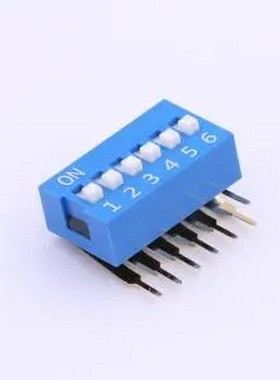 DA-06-B-T 蓝色90度弯脚 6位 KE拨码开关 插件,P=2.54mm 拨码开关