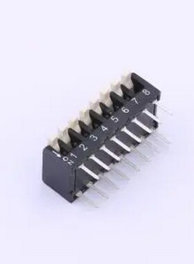 NPH08GK 2.54mm间距 8P琴键式 黑色侧拨开关 插件,P=2.54mm 拨码